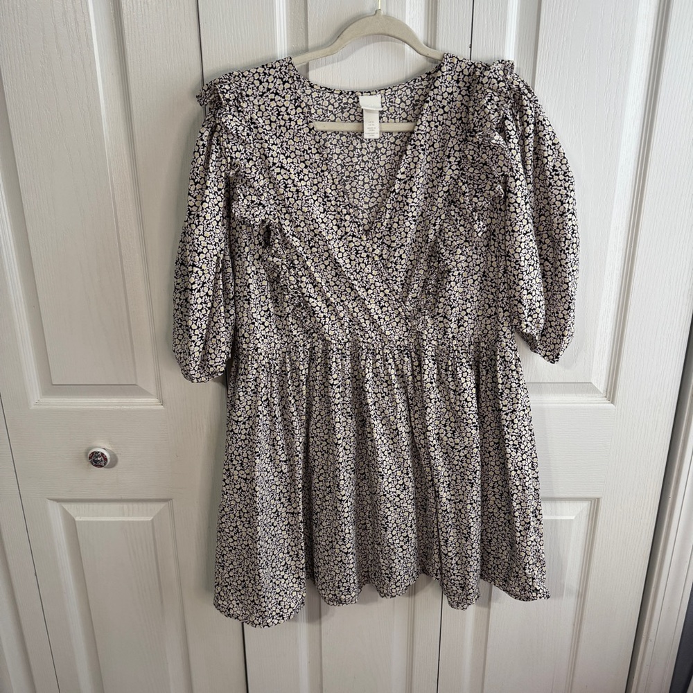 H&M floral puff sleeve baby doll dress size XL